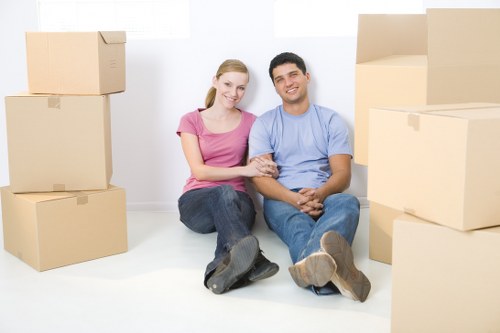 Household items and boxes prepared for domestic relocation