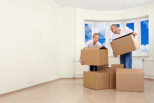 Helper loading boxes for a small move in Watford