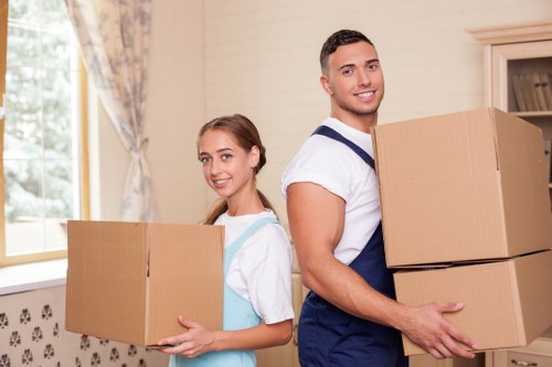 Delivery and moving service in progress with careful handling