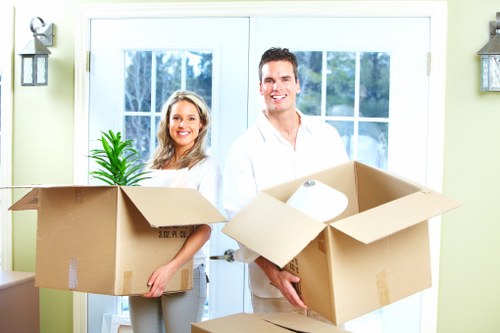 Packed moving boxes ready for a house removal service