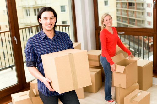Packed office equipment ready for safe transport
