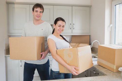 Household items loaded into a moving truck in Watford